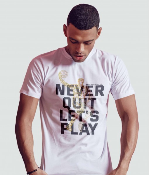 Мъжка тениска с щампа Спортни Илюстрации Never quit - TShirtArtShop.com